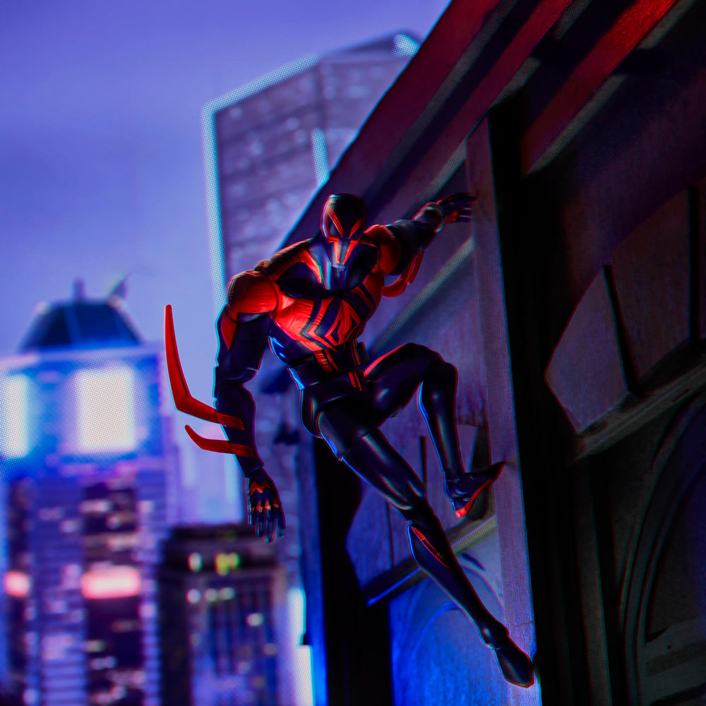 Marvel Spider-Man 2099 on a Spider-Verse collection shelf display