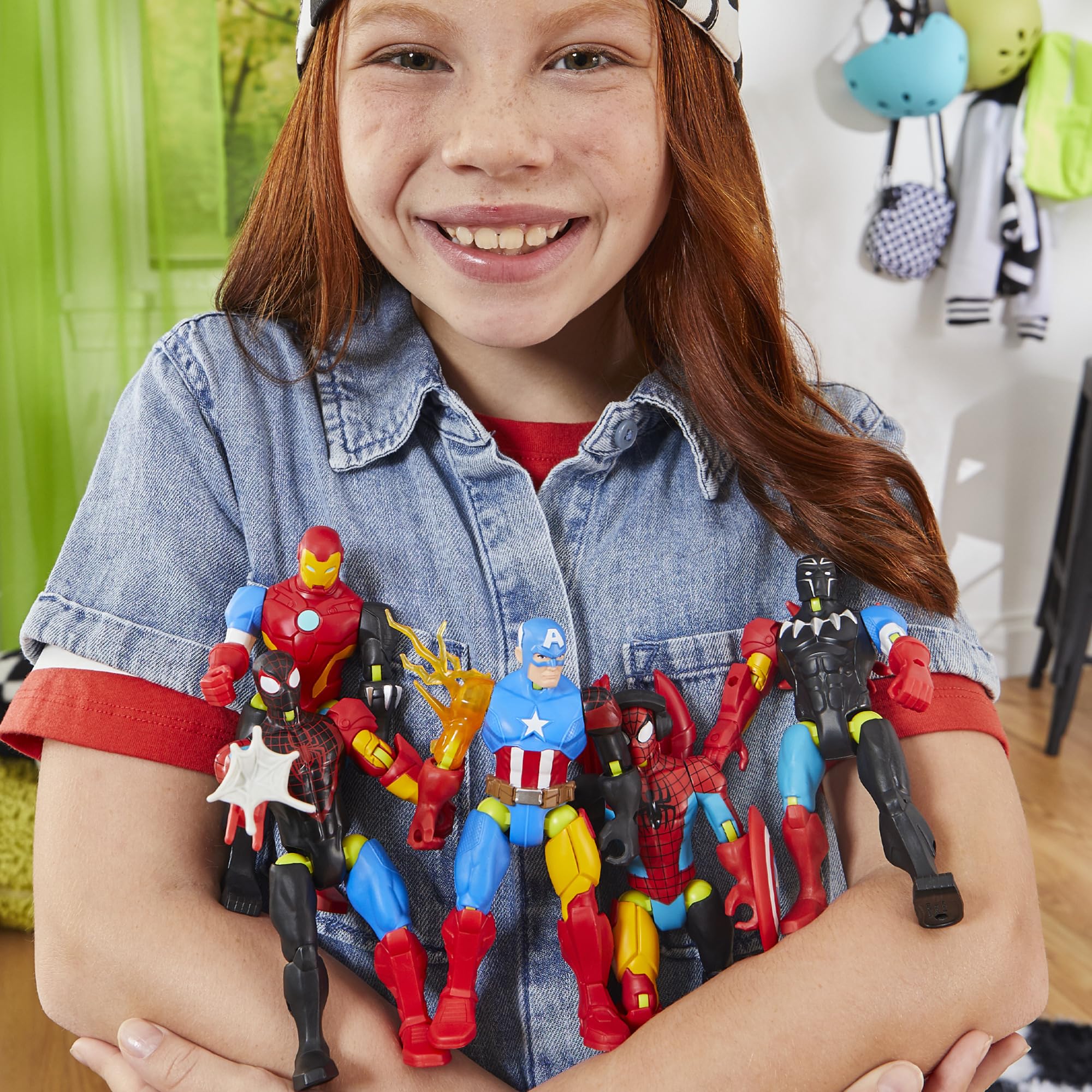 Spider-Man MixMashers in a dynamic action pose on display.
