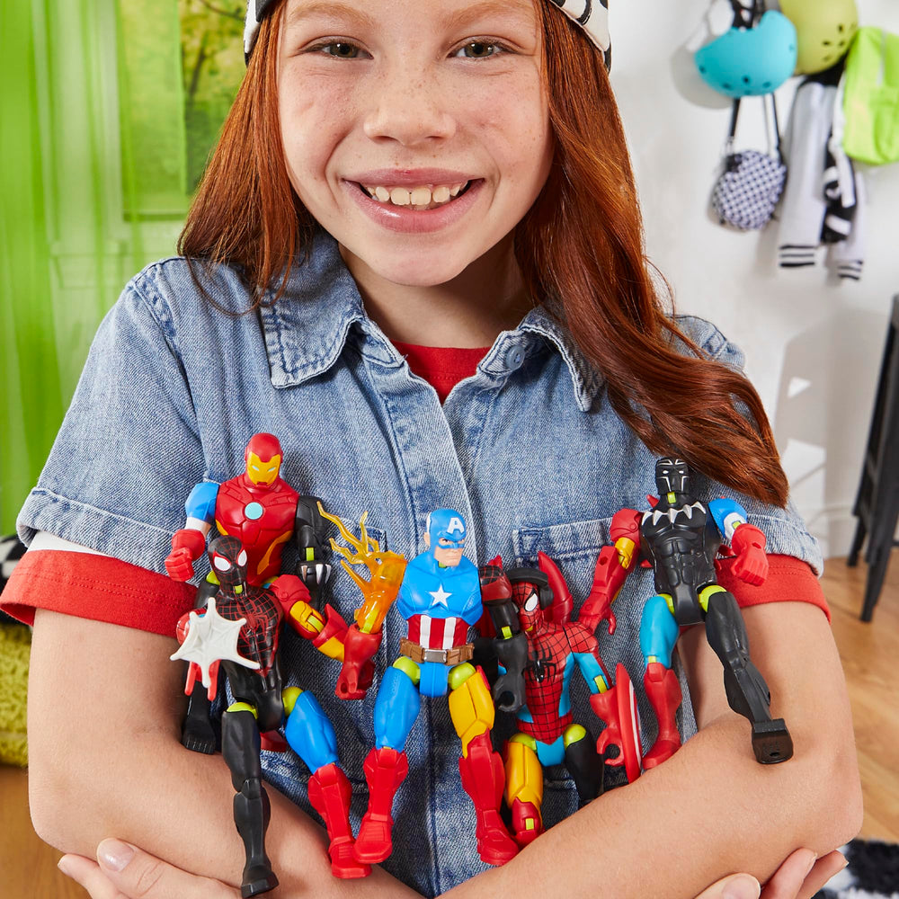 Spider-Man MixMashers in a dynamic action pose on display.