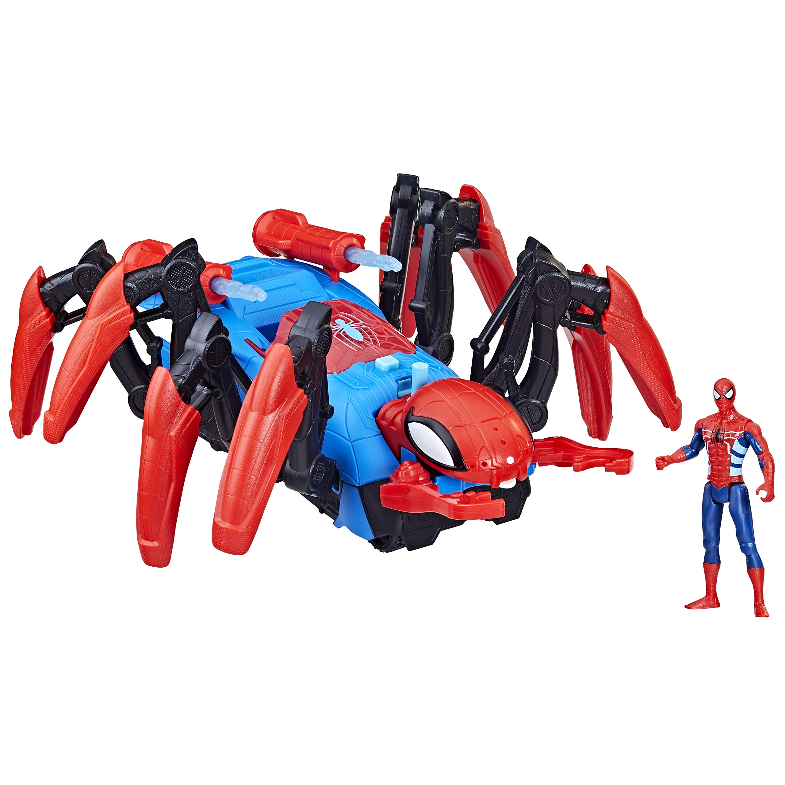 Marvel Spider-Man Crawl N Blast Spider front view ready for action