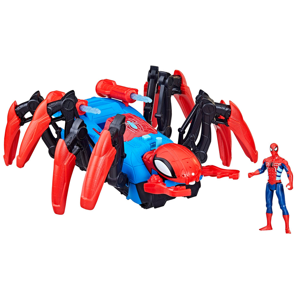 Marvel Spider-Man Crawl N Blast Spider front view ready for action