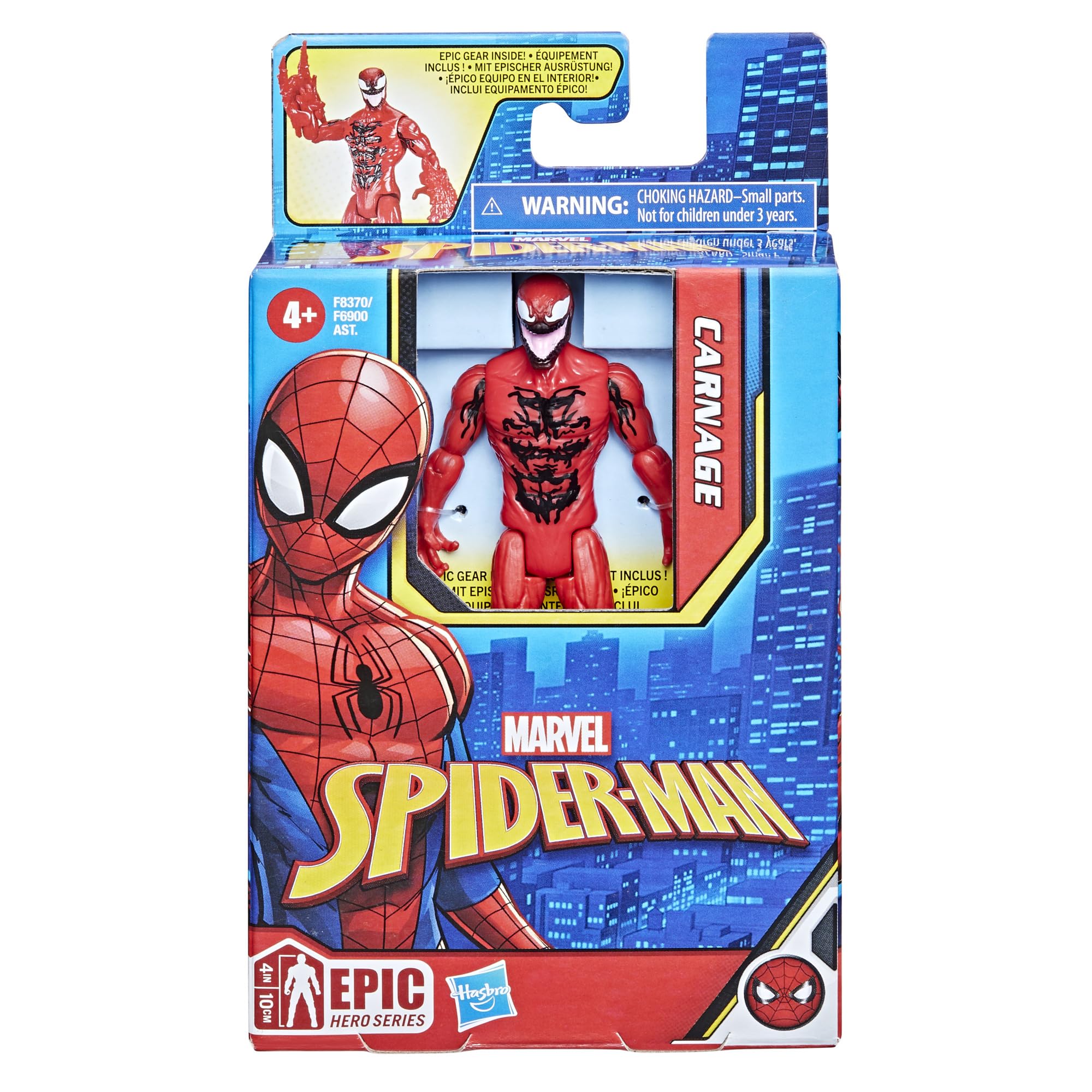 Marvel Spider-Man Epic Hero Series Carnage hero collection display showcases iconic Marvel vibes on shelf