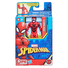 Marvel Spider-Man Epic Hero Series Carnage hero collection display showcases iconic Marvel vibes on shelf