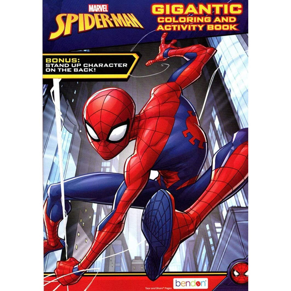 Marvel Spider-Man Gigantic Coloring Book cover with bold lines for easy coloring.