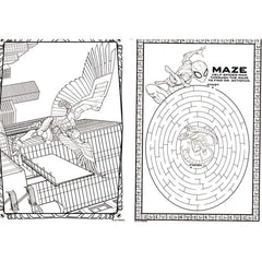 Maze and matching activities with Spider-Man characters provide engaging challenges.
