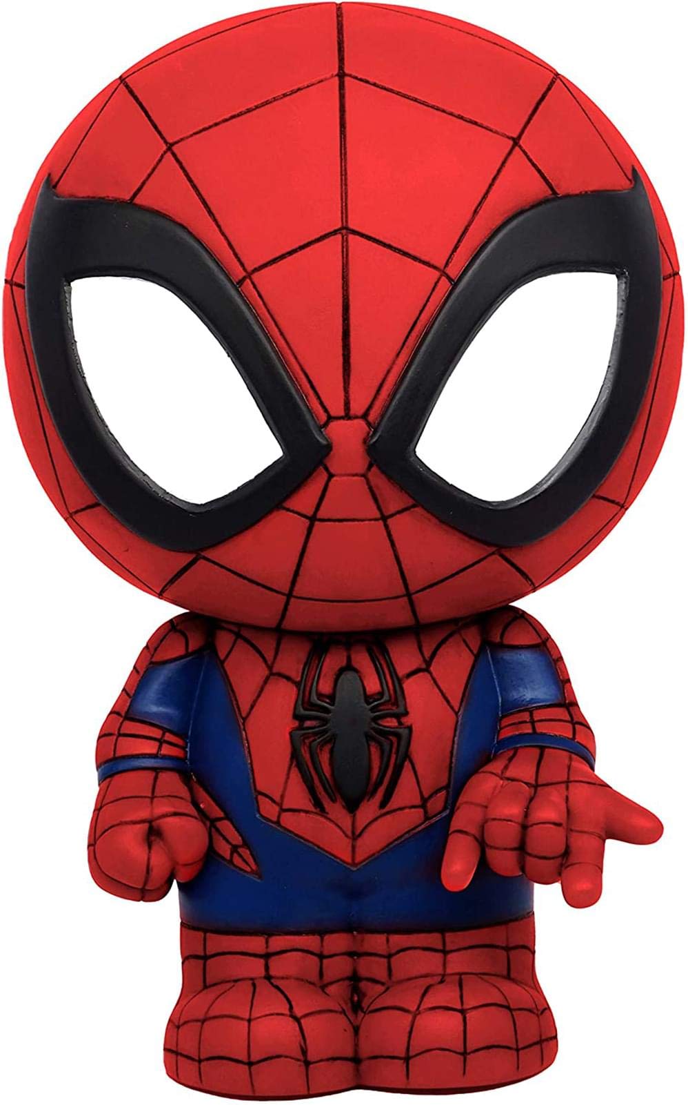 Marvel Spider-Man PVC figural bank side view, ideal for desks or shelves.