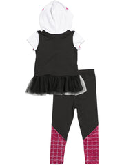 Marvel Spider-Man Spider-Gwen toddler cosplay leggings front features flexible fit for active play.