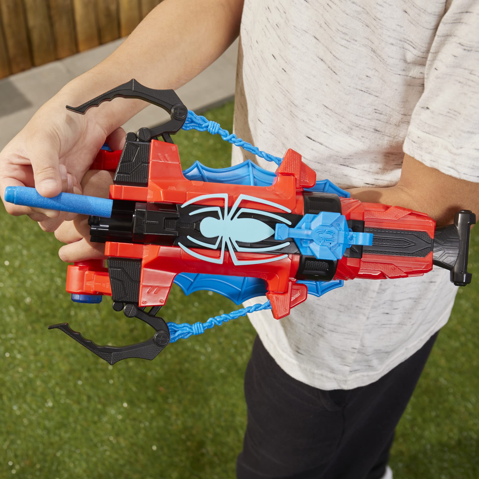 Close-up of Marvel Spider-Man design on the Spider Strike N Splash Blaster.