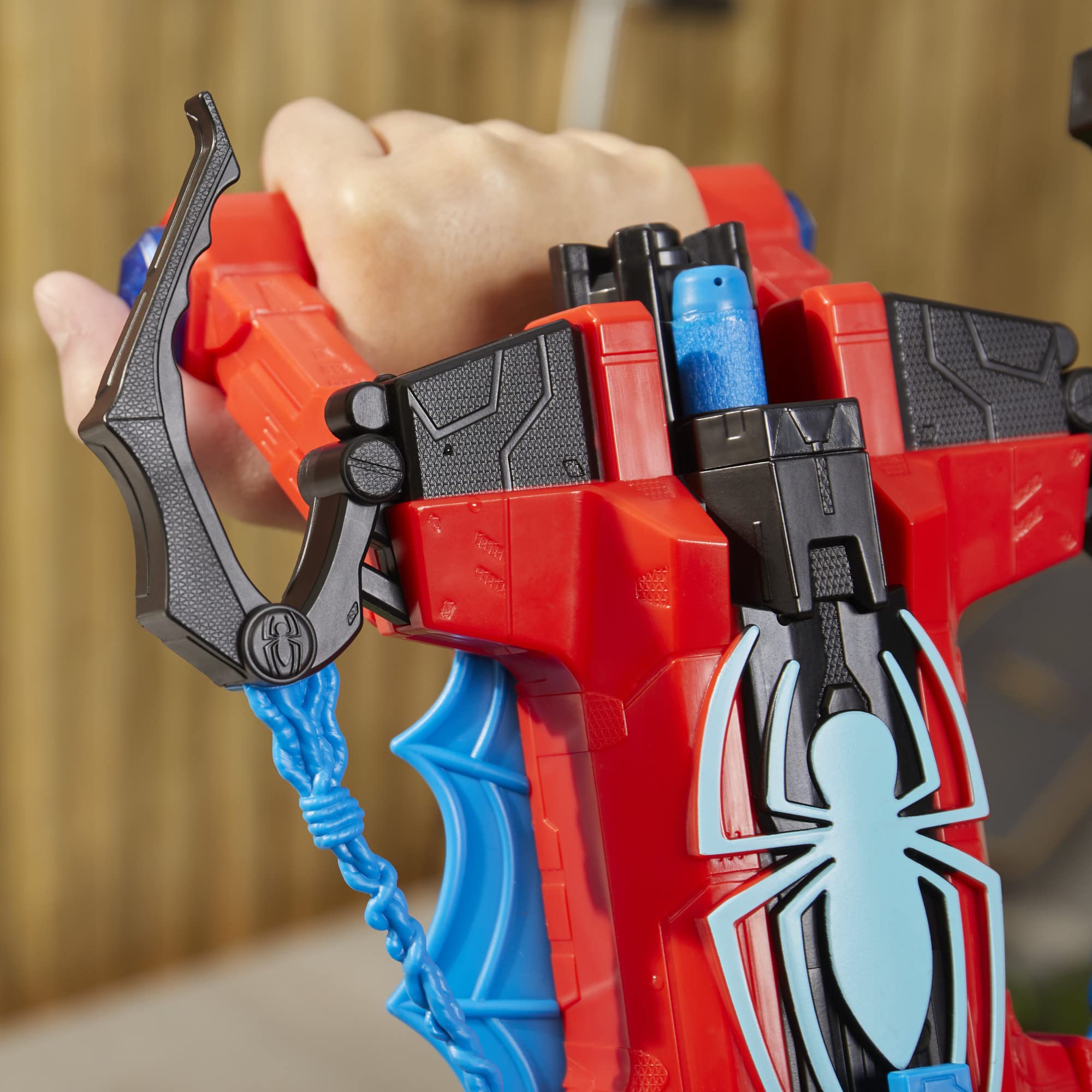 Water blast feature activated for splash battles with Spider-Man.