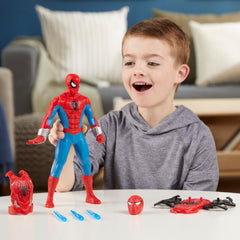 Marvel Spider-Man twist-action pose highlights the thwip blast feature for play.
