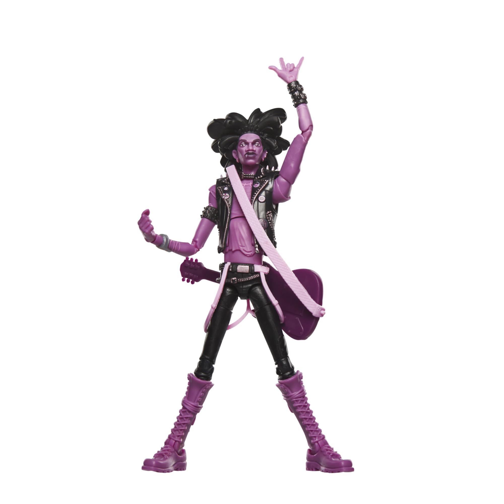 Marvel Spider-Punk six-inch figure guitar accessory enhances authentic display.