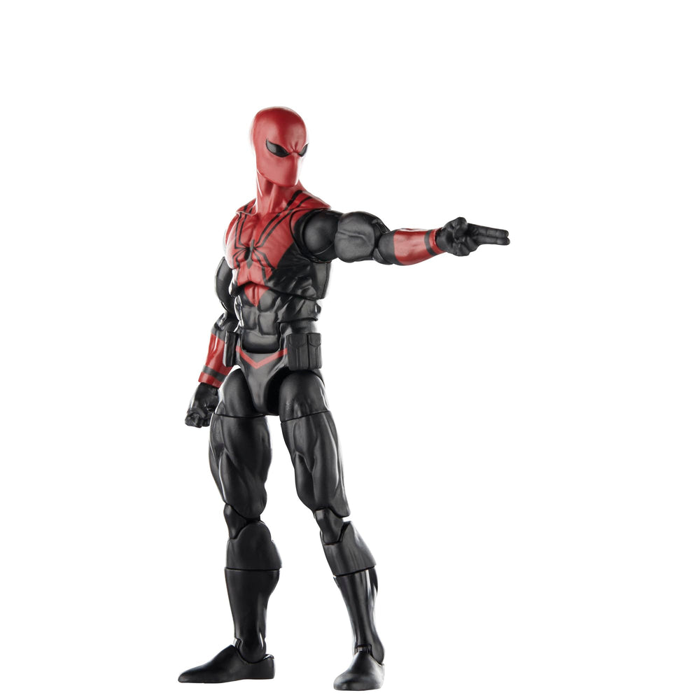 MARVEL Spider-Shot figure in dynamic poses on a shelf.