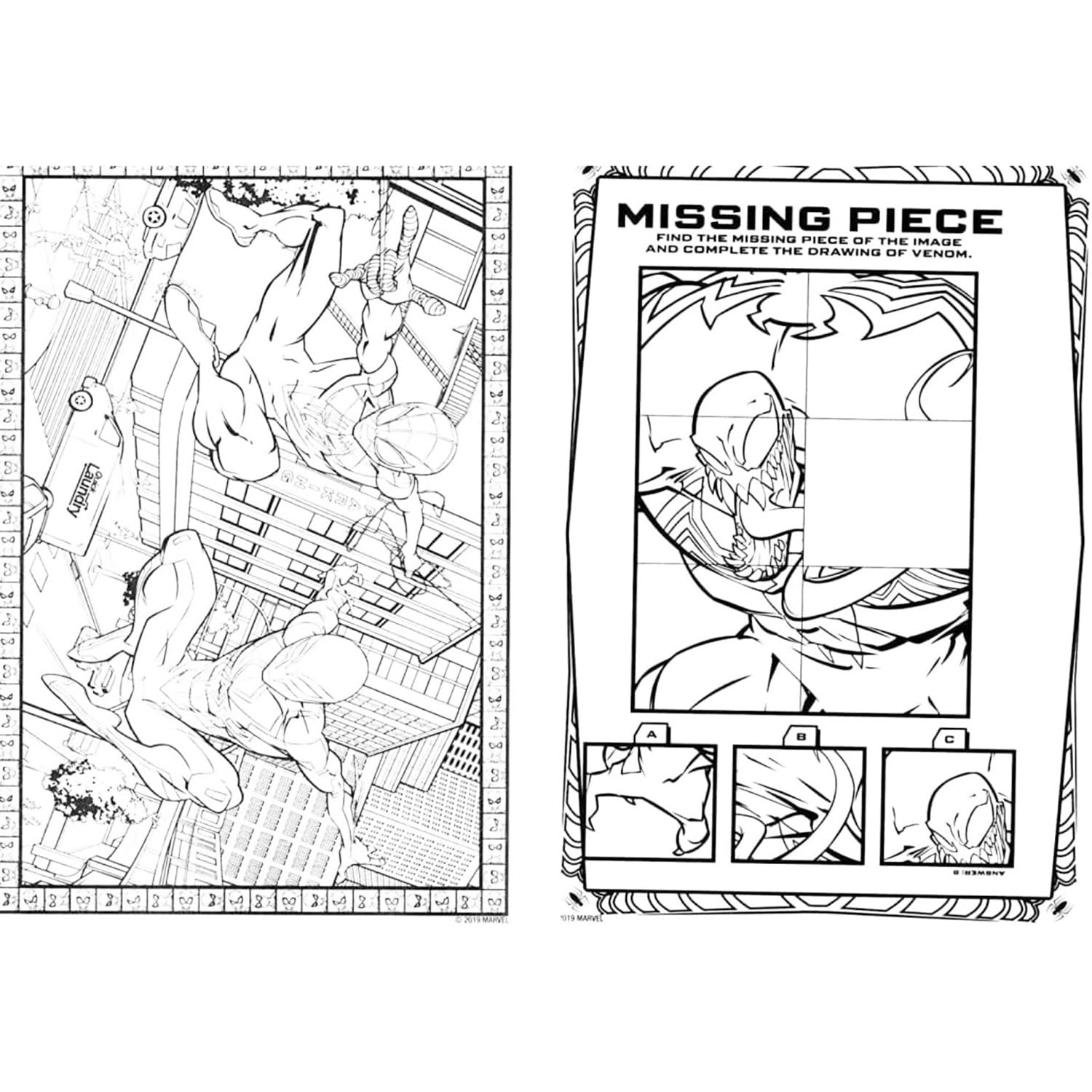 Marvel Spiderman coloring pages close-up showcase dynamic action scenes for coloring practice.