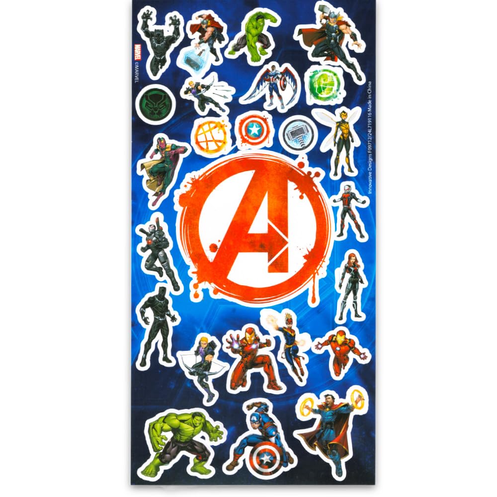 Marvel party kit image shows easy-to-cut tattoo sheets for simple distribution.