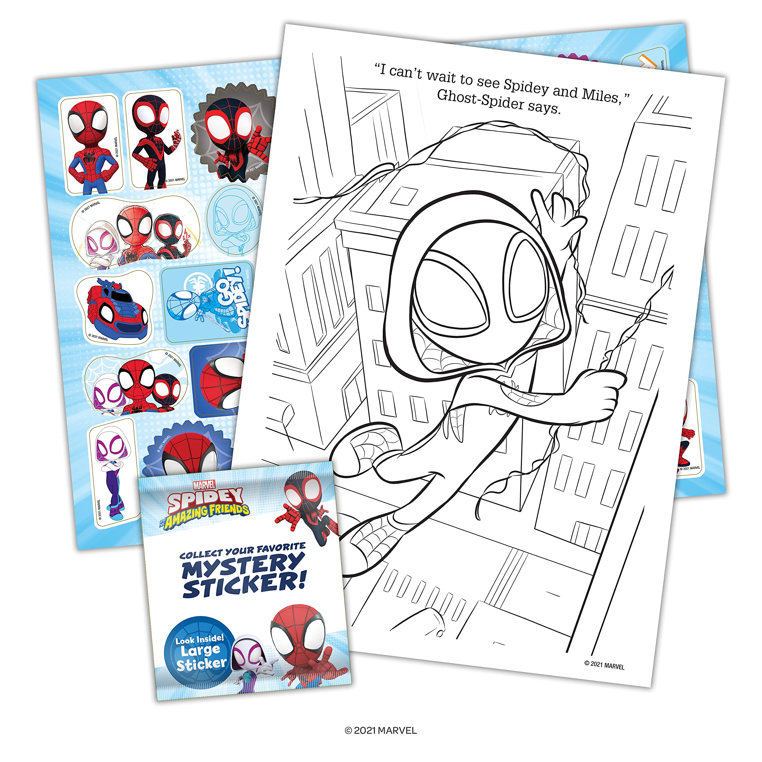 Over 30 Marvel Spidey and His Amazing Friends stickers boost interactive play.