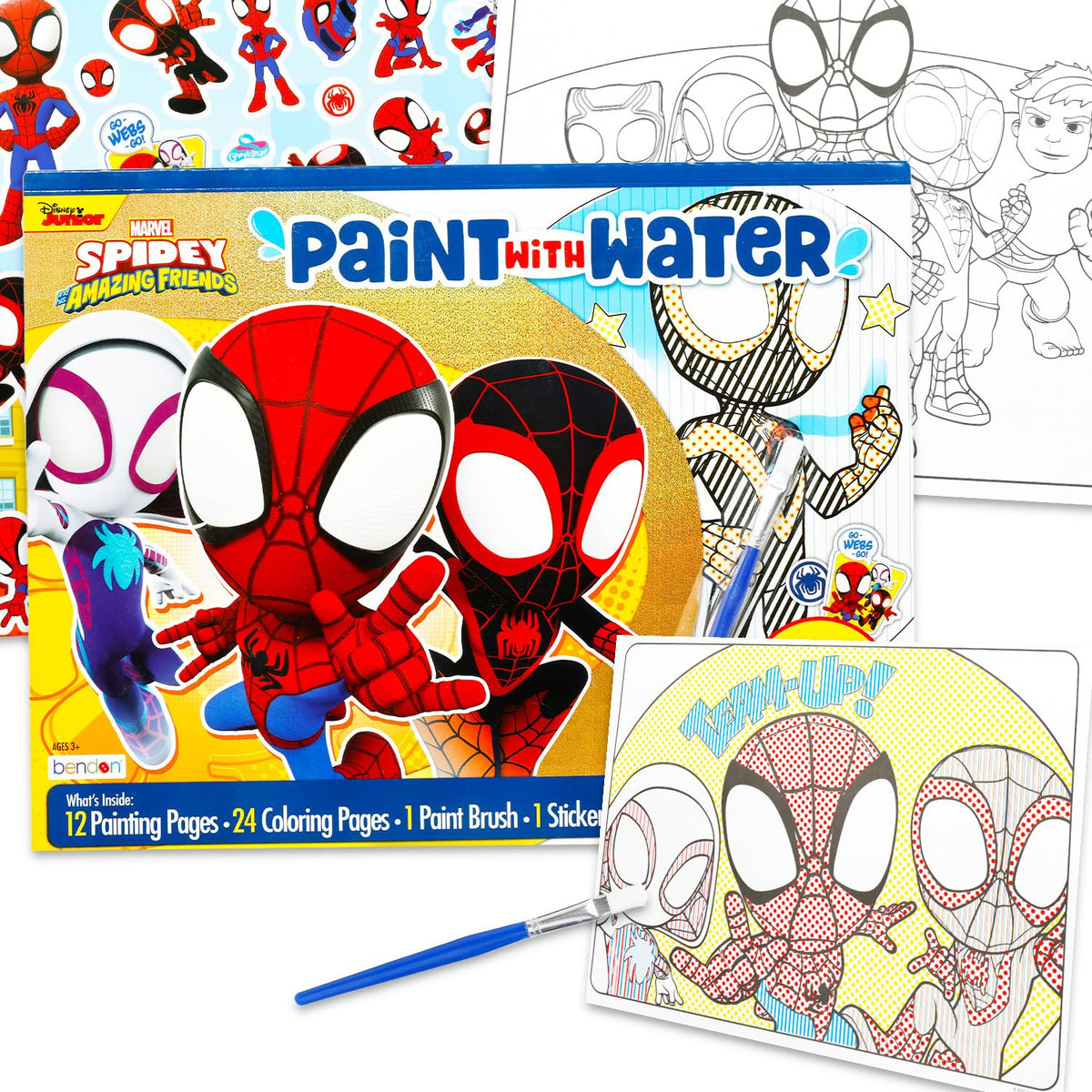 Marvel Spidey Friends paint with water palette for mess-free coloring on the go