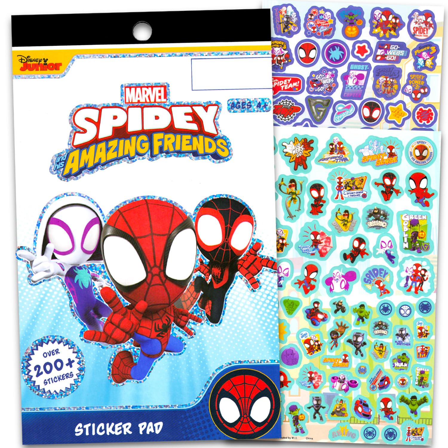Spidey and Friends sticker sheets with vibrant characters for birthdays and activities.
