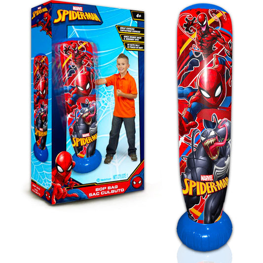 Spiderman punching bag included for energetic home or outdoor practice.