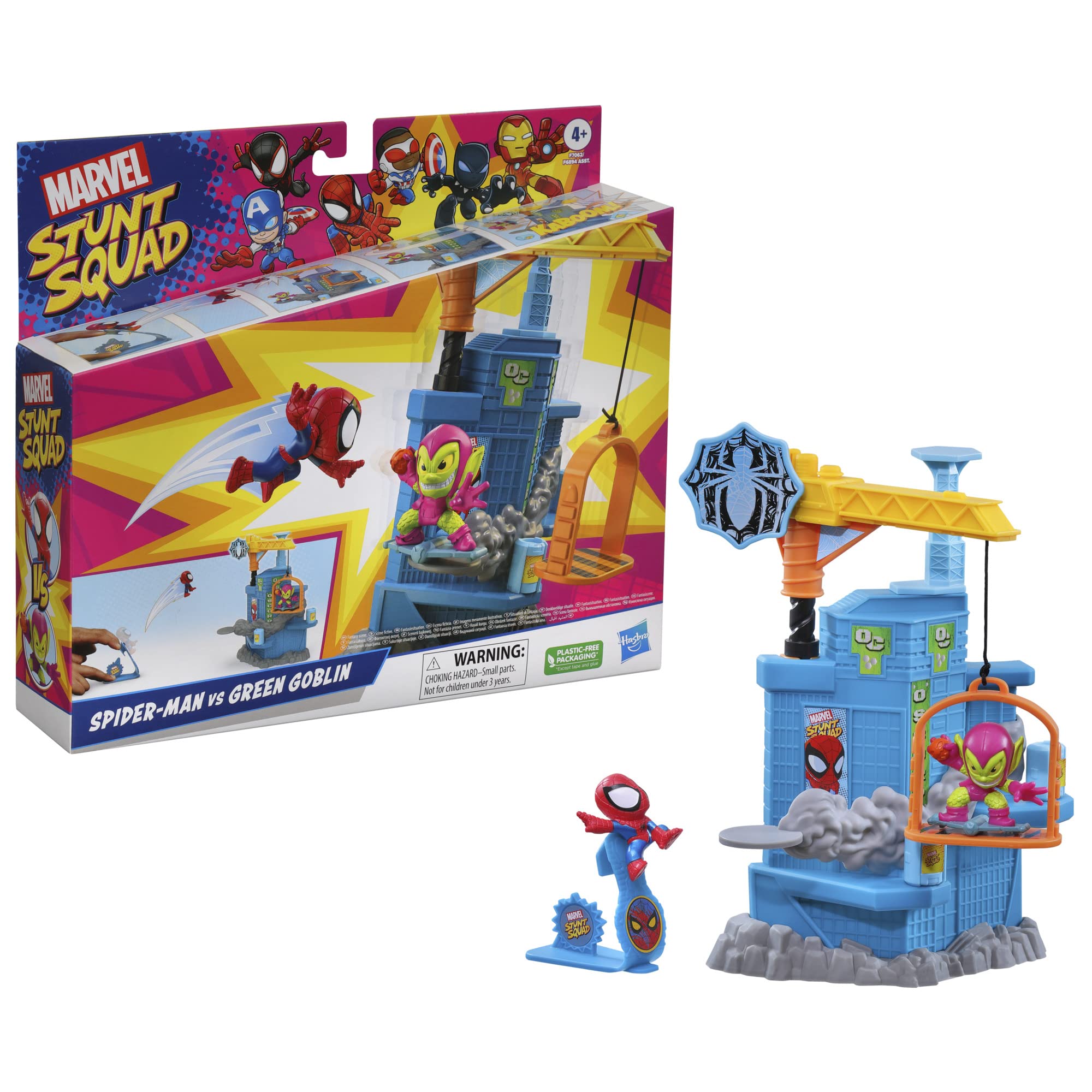 Compact Marvel toy set designed for kids ages four and up.