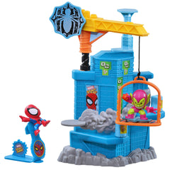 Marvel Stunt Squad Crane Smash Playset cover image showing two heroes ready for action.