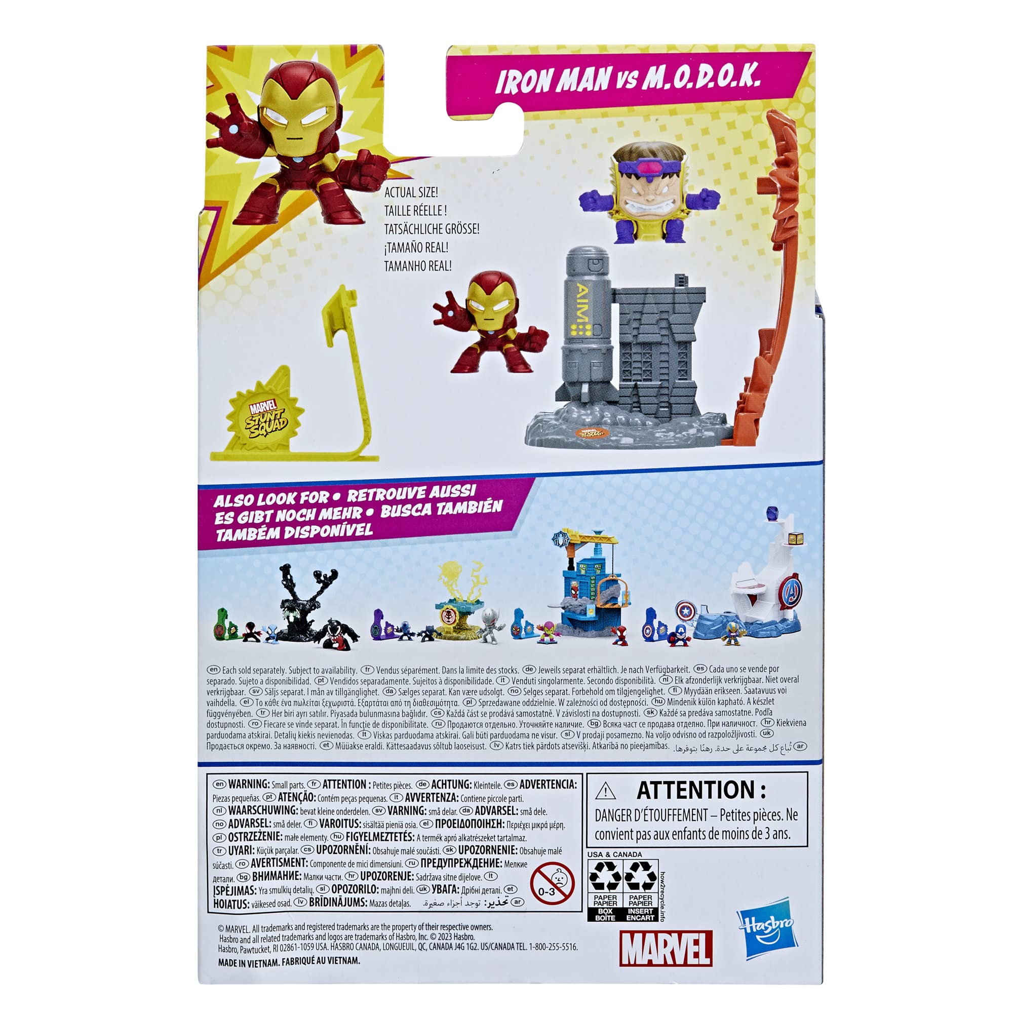 Marvel Stunt Squad hero vs villain showdown scene promotes dynamic role-play.