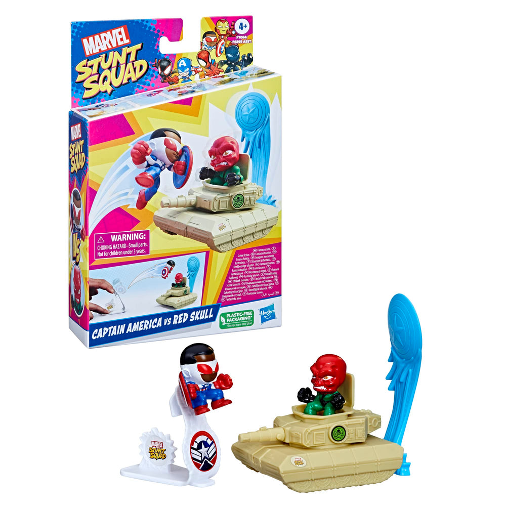 Marvel Stunt Squad Red Skull figure ready for dramatic hero-villain showdowns.