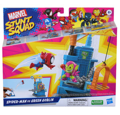 Spider-Man figure on launcher, prepared to launch into the next big stunt.