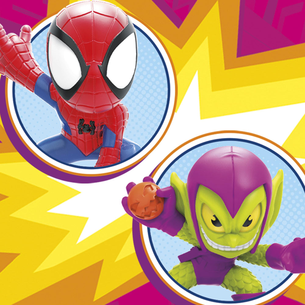 Two included figures enable instant Spider-Man vs Goblin showdowns.