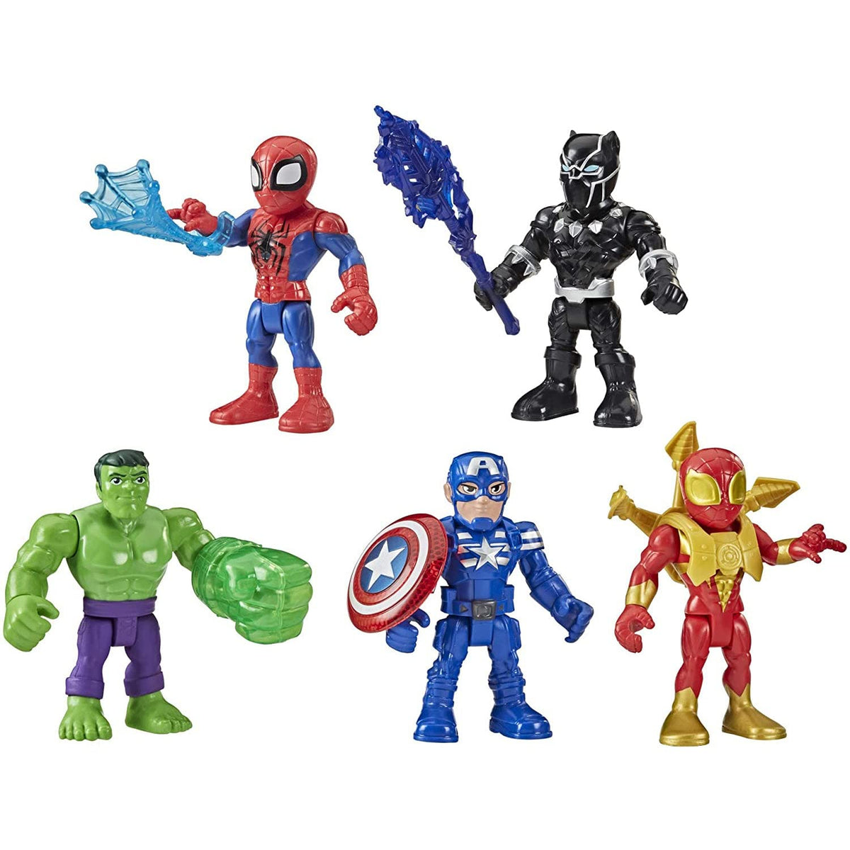 Marvel Super Hero Adventures group shot of five 5-inch figures for imaginative play