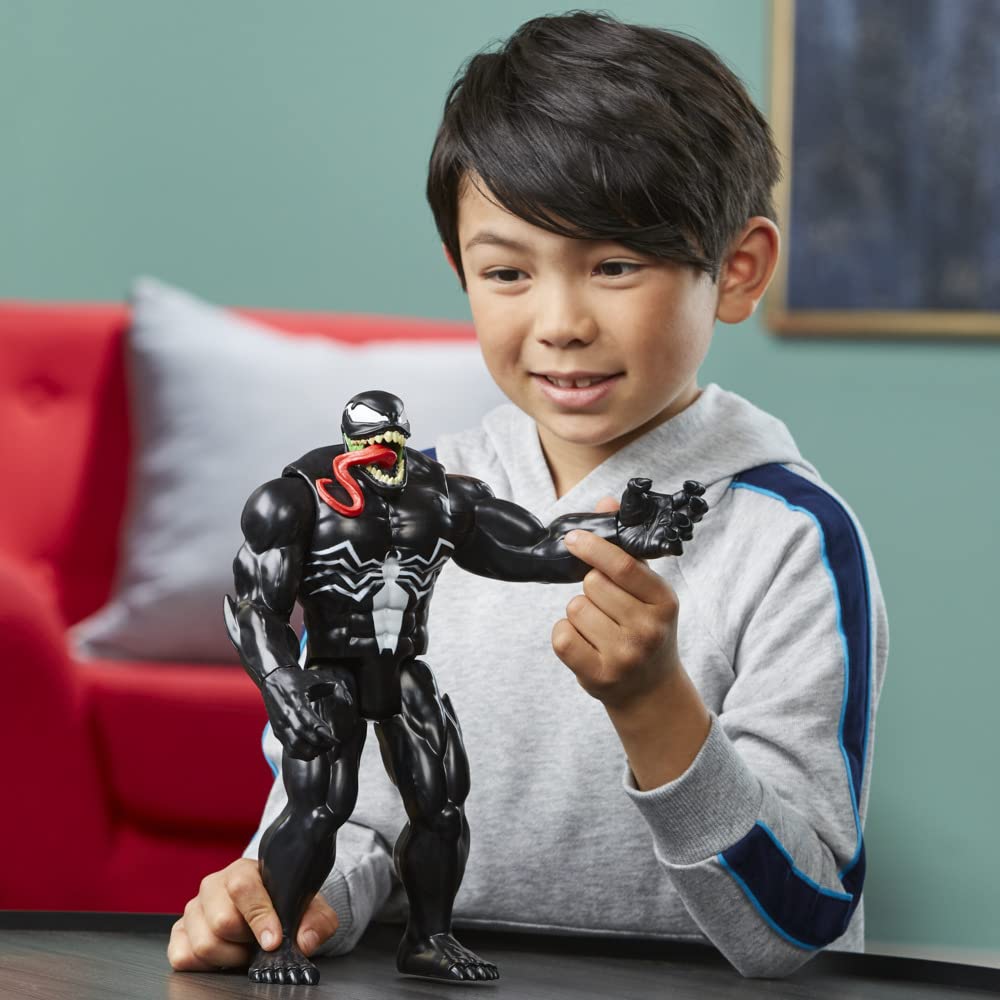 Marvel Venom figure side view shows iconic silhouette for collectors