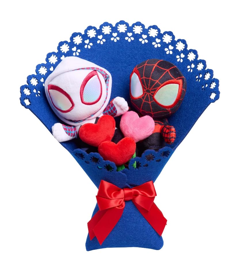 Marvel Myles & Gwen plush bouquet stands 14 inches, a charming gift for Marvel fans.