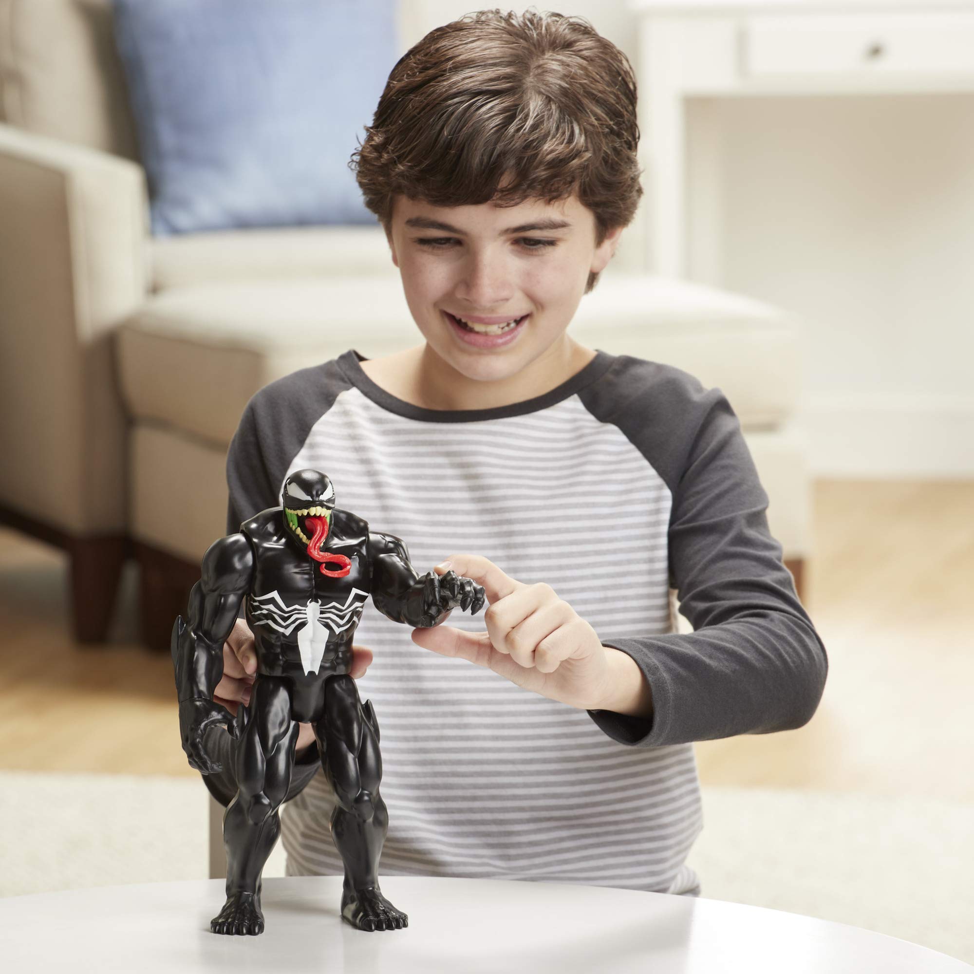 Marvel Venom black-and-white design makes bold shelf display.