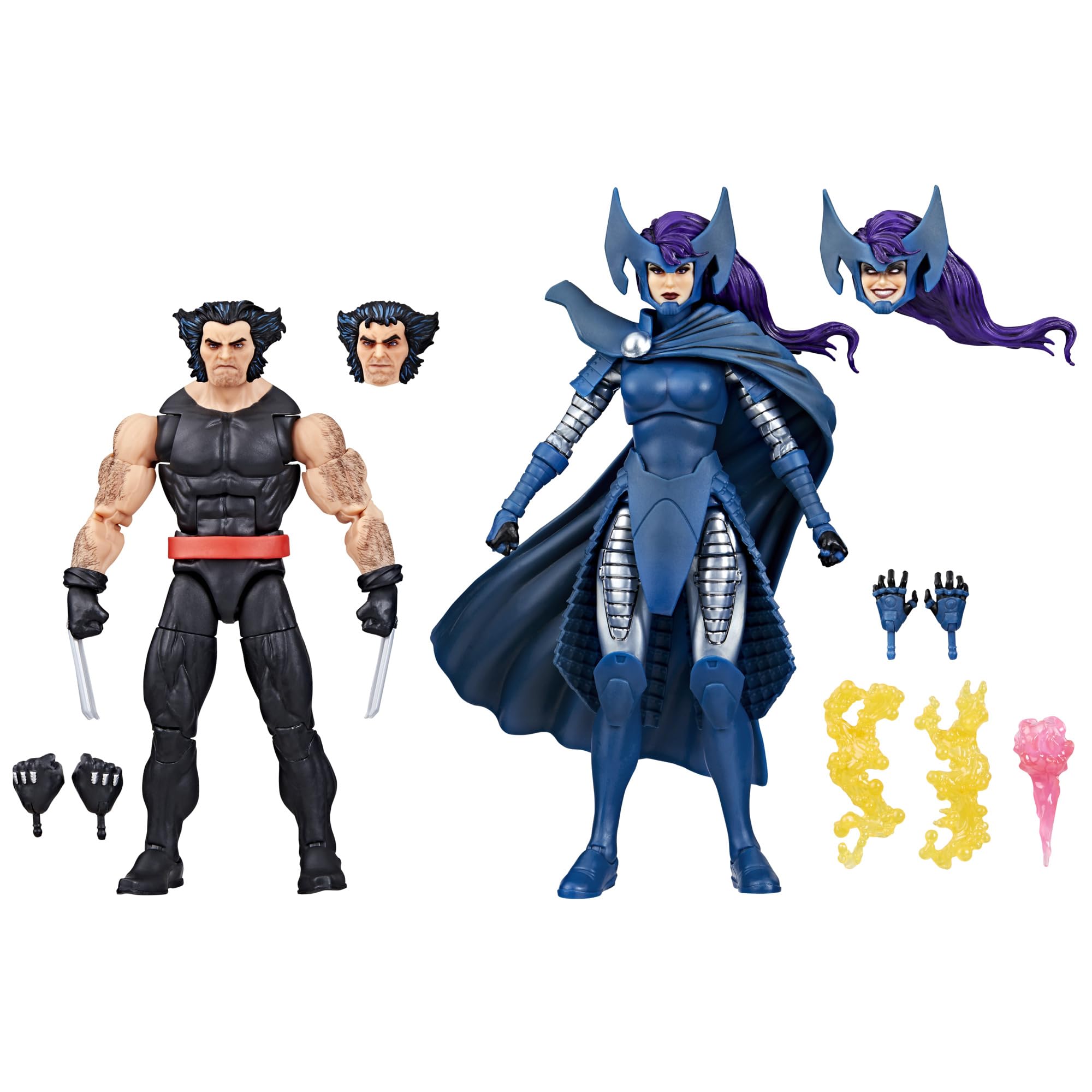 Marvel Legends Wolverine and Psylocke 50th Anniversary pose figures ready for display