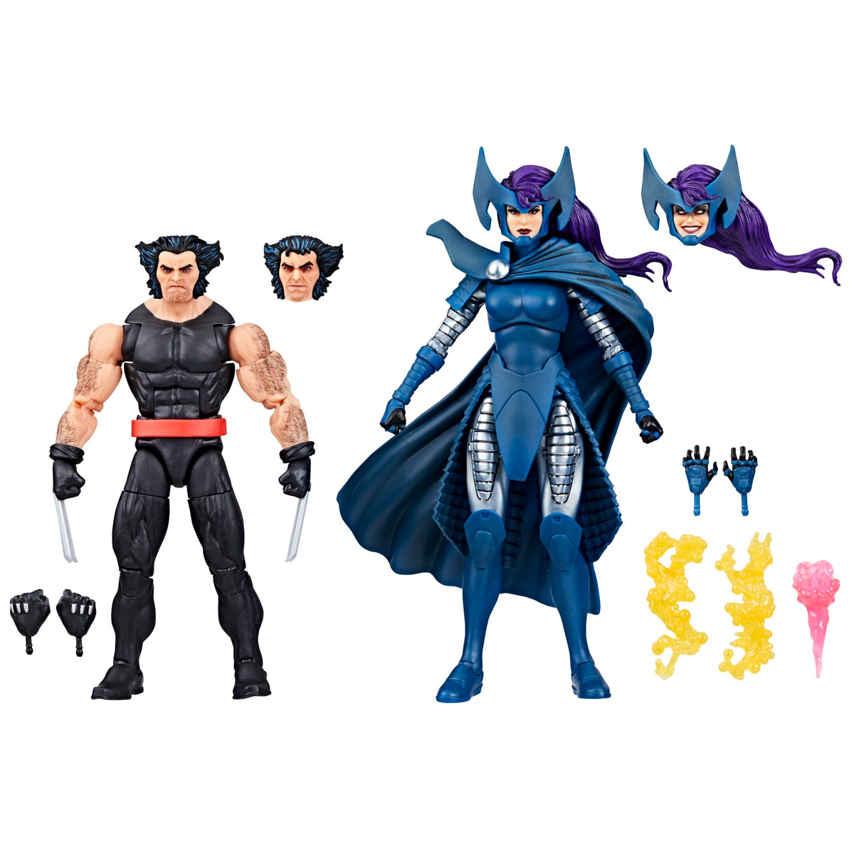 Marvel Legends Wolverine and Psylocke 50th Anniversary pose figures ready for display