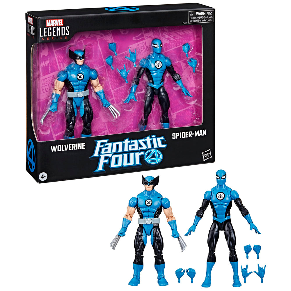 Marvel Legends Wolverine and Spider-Man 6-inch figures in front view for display-ready poses.