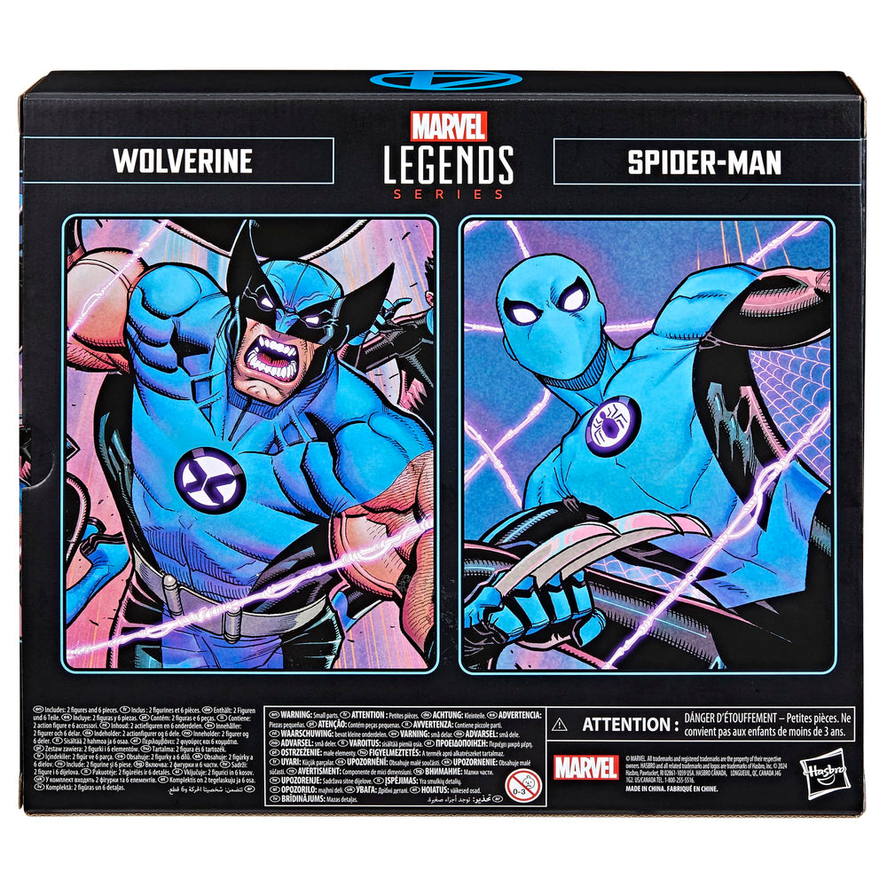 Marvel Legends Spider-Man Wolverine pair captures iconic comic-era aesthetics.