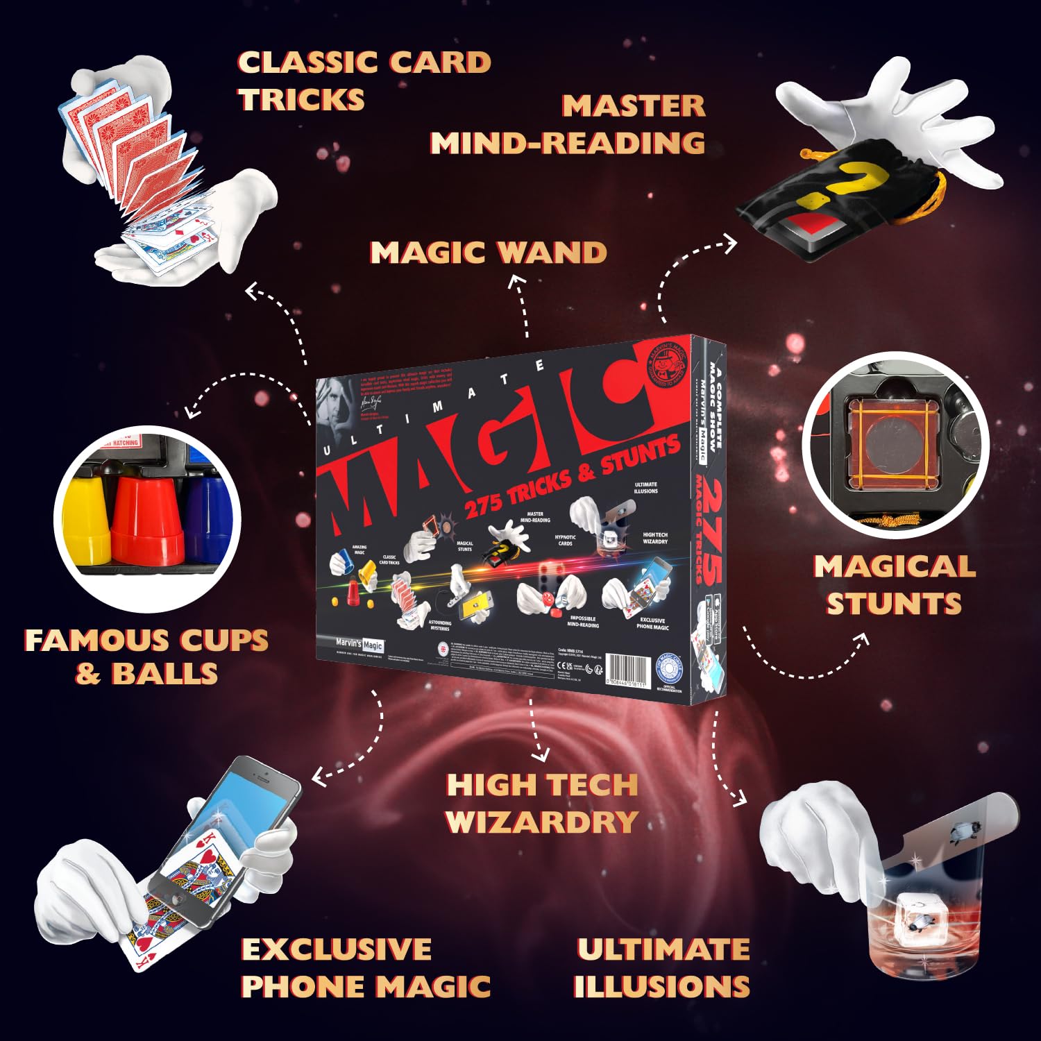 Marvin's Magic 275 mind reading canisters showcase dramatic, desk-top magic reveals.