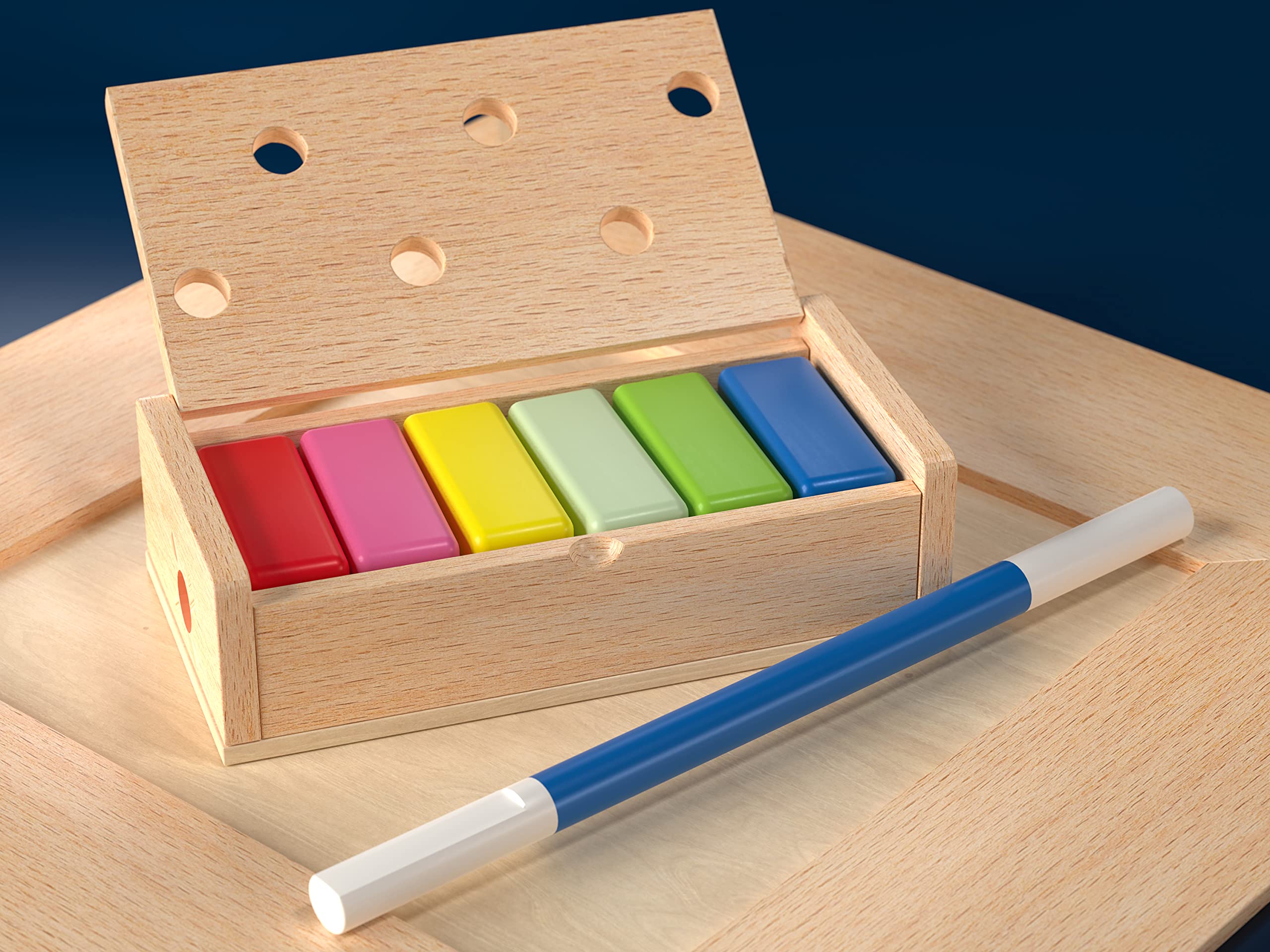 Marvin's Magic escaping colored blocks showcasing tactile learning