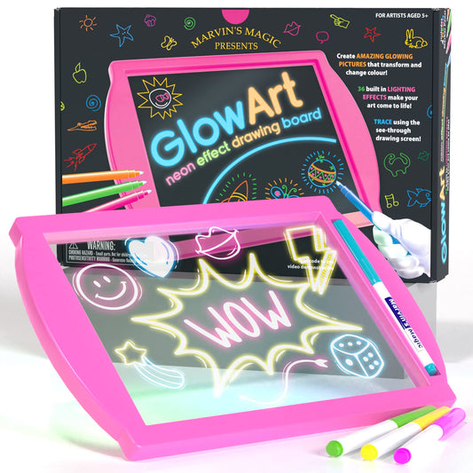 Marvin's Magic Glow Art LED doodle board in action for glowing doodles
