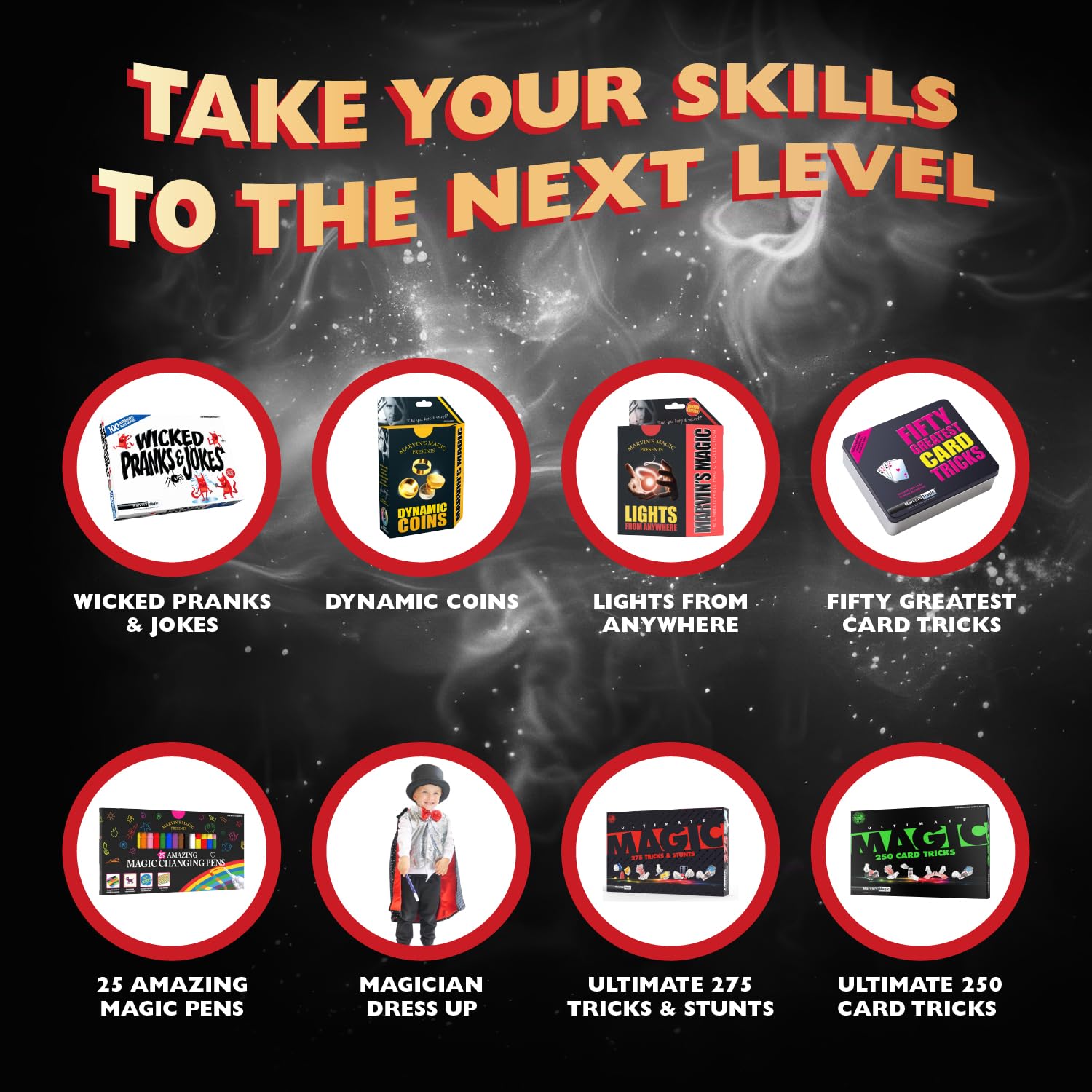 Open Marvin's Magic box reveals guide and instructions for tricks