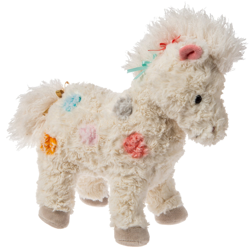 Mary Meyer FabFuzz Calliope Pony on creamy spotted fabric for cozy moments