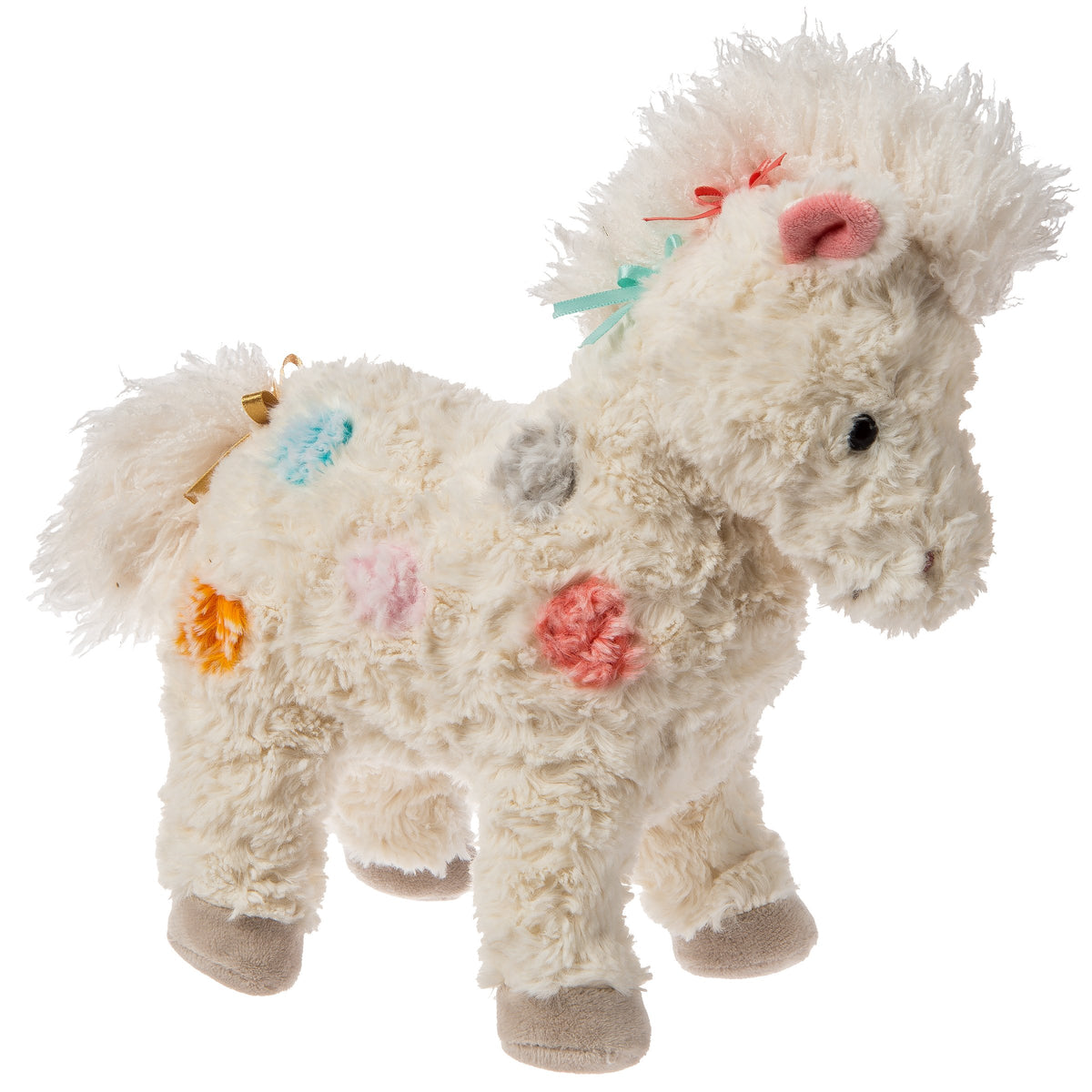 Mary Meyer FabFuzz Calliope Pony on creamy spotted fabric for cozy moments