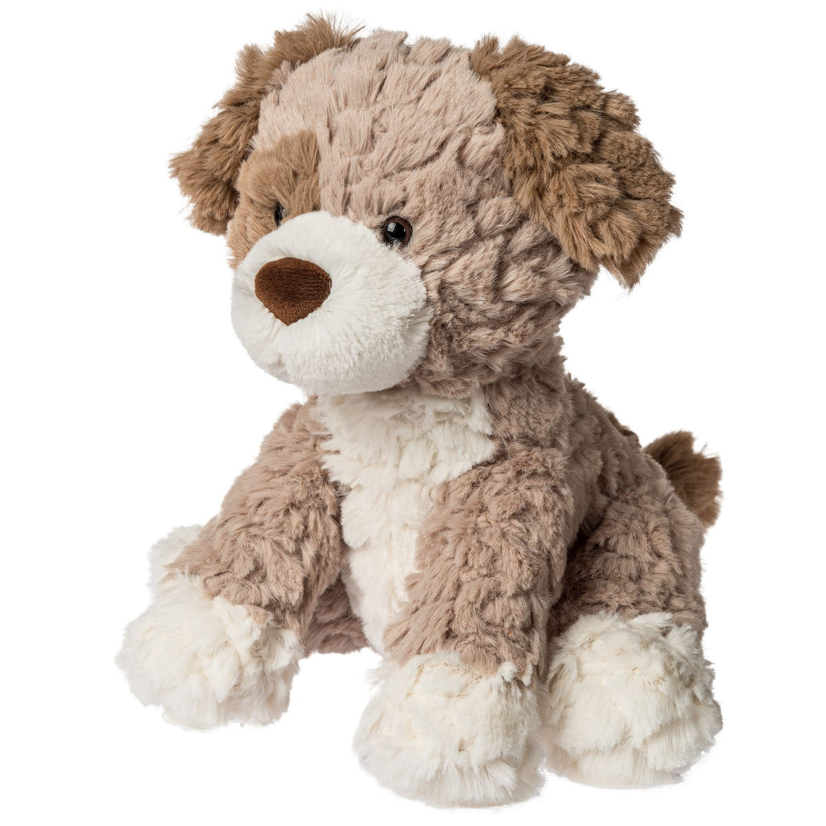 Mary Meyer Frisky Putty Puppy side view showcasing ultra-soft plush for cuddling.
