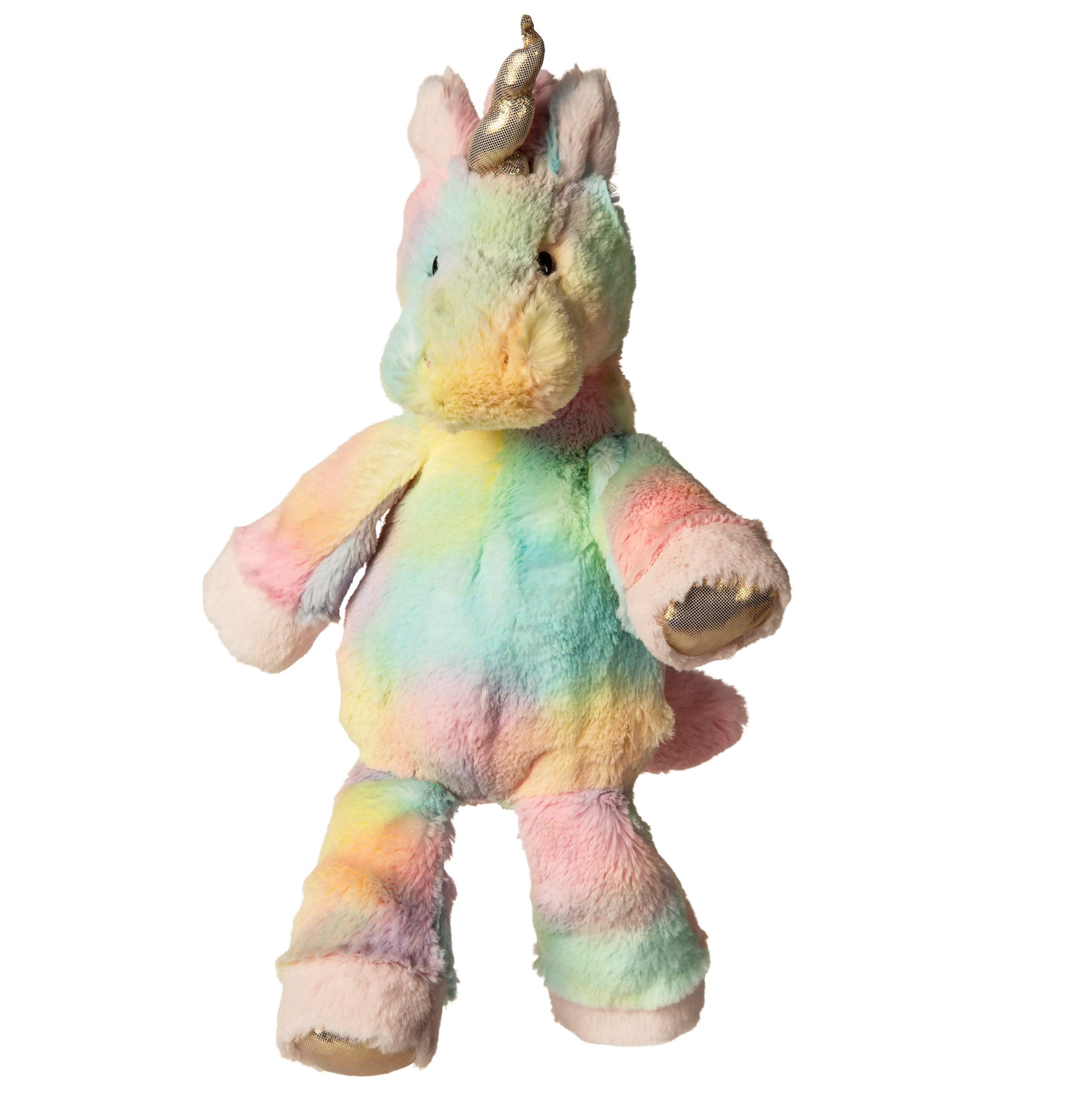 Mary Meyer Fro-Yo Unicorn front view with soft pastel rainbow fabric for cuddling