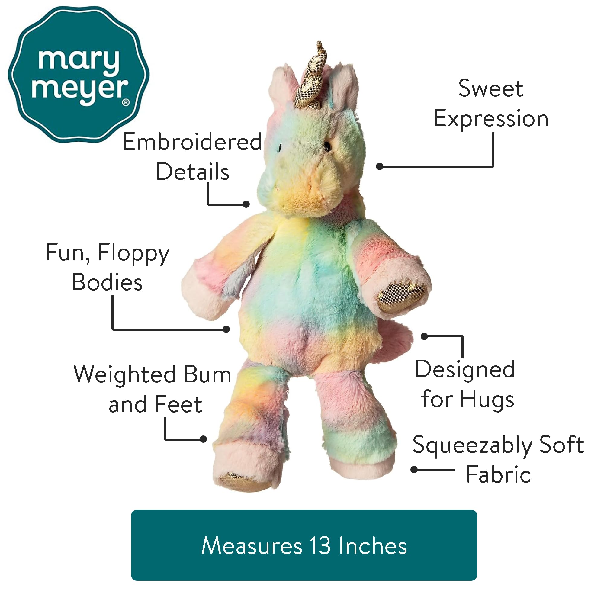 Mary Meyer Fro-Yo Unicorn side view highlighting pink mane and metallic horn