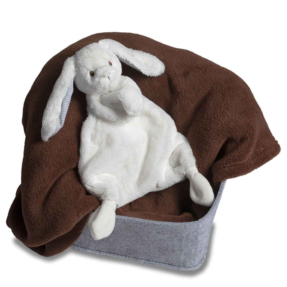 Mary Meyer Lovey Silky White Bunny white plush fabric texture ideal for safe, soothing nursery play.