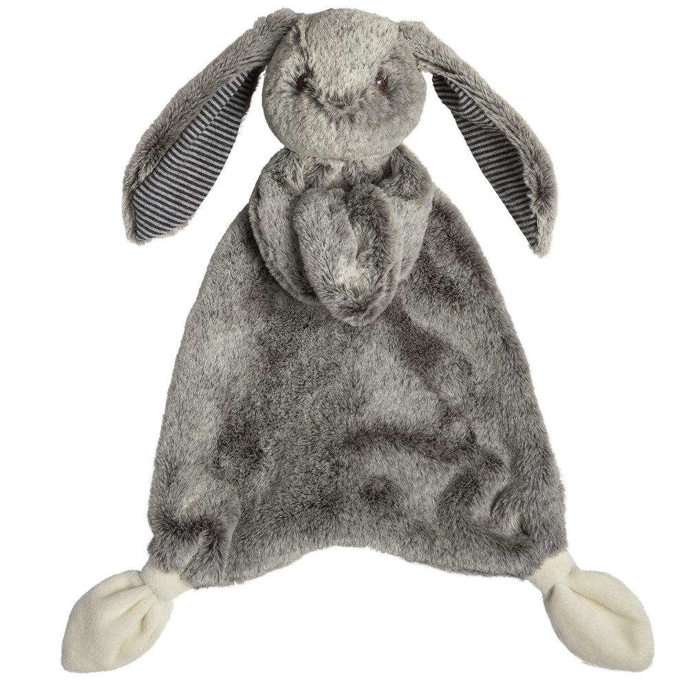 Mary Meyer Lovey Silky Bunny 13-inch grey plush toy for cozy hugs and travel.