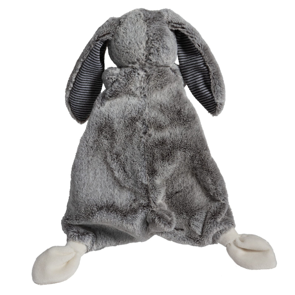 Mary Meyer Lovey Silky Bunny grey with striped ears invites comforting hugs and naps.