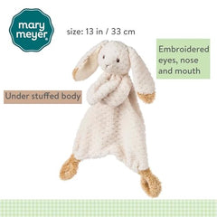 Mary Meyer Lovey Oatmeal Bunny close-up of floppy ears with satin lining.