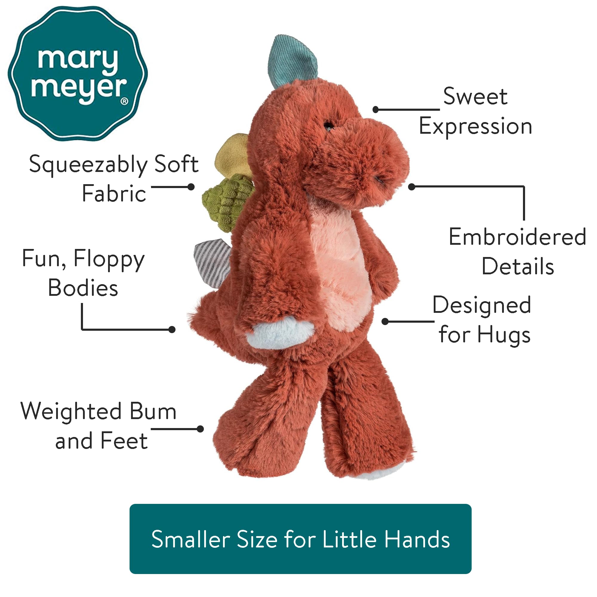 Mary Meyer Marshmallow Junior Stegosaurus stands 9 inches tall for easy handling
